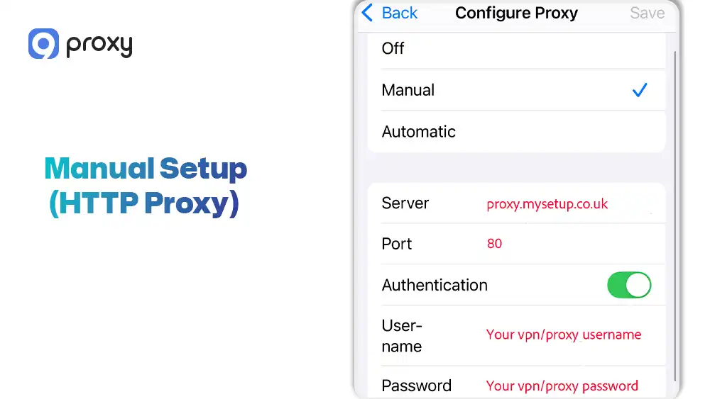 Manual Setup (HTTP Proxy)
