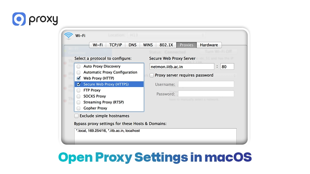 Open Proxy Settings in macOS