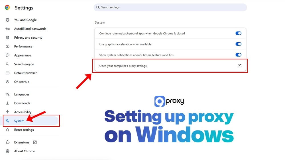 Setting up proxy on Windows