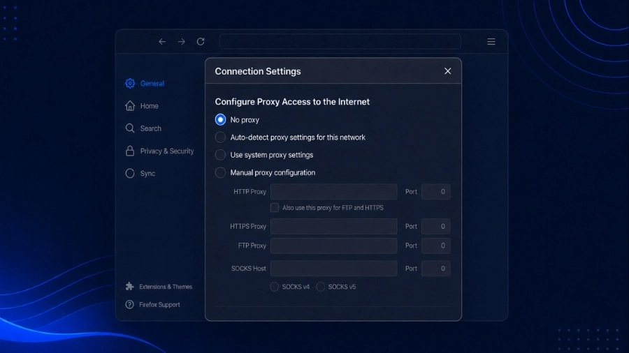 Turn off manual proxy in firefox