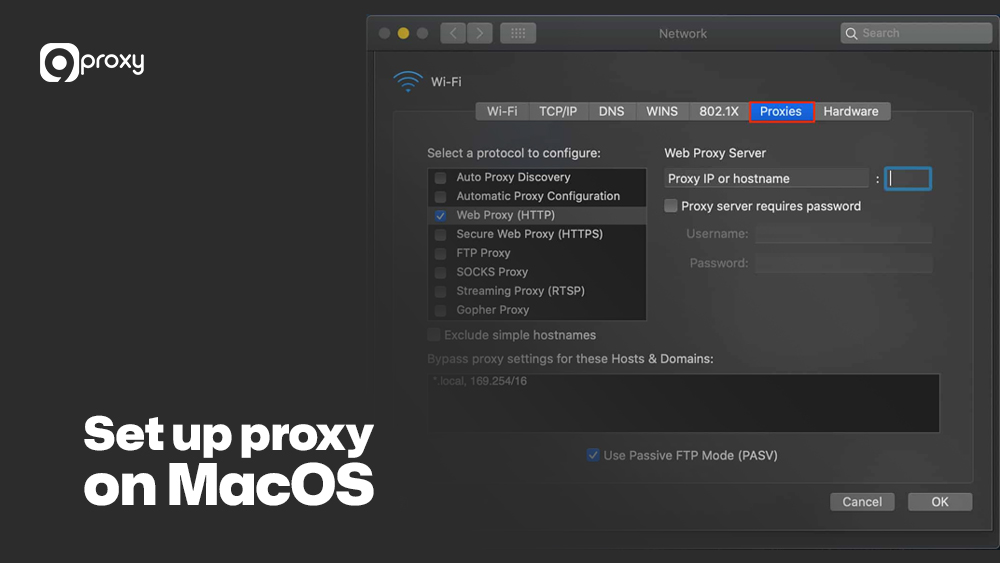 Set up proxy on different platforms on MacOS