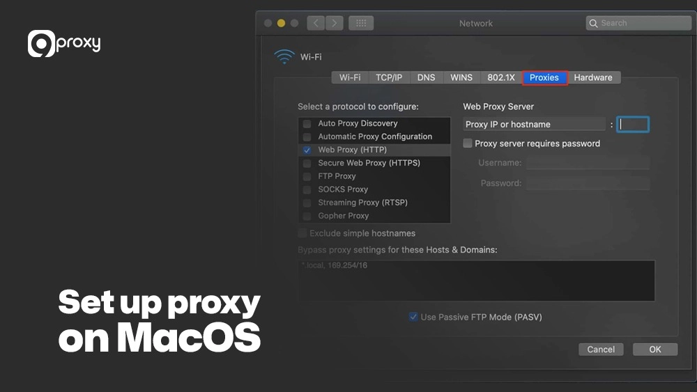Set up proxy on different platforms on MacOS
