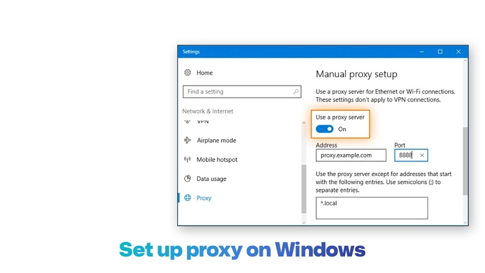 Set up proxy on different platforms on Windows