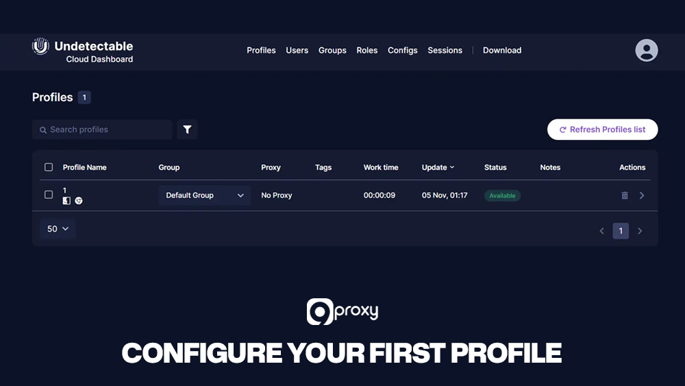 Configure your first profile