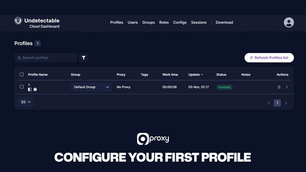 Configure your first profile