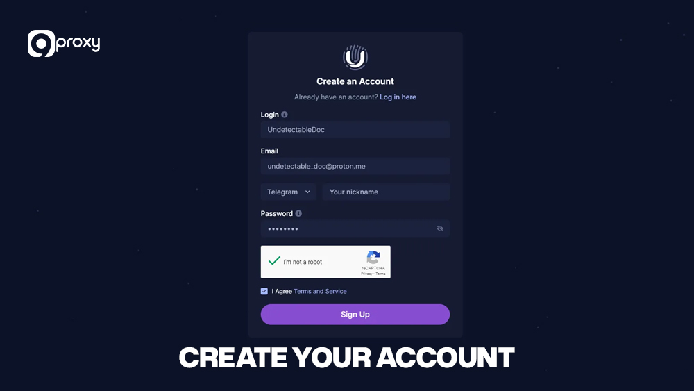 Create your account