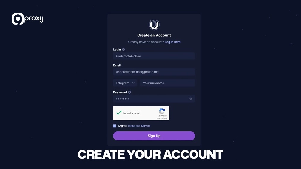Create your account