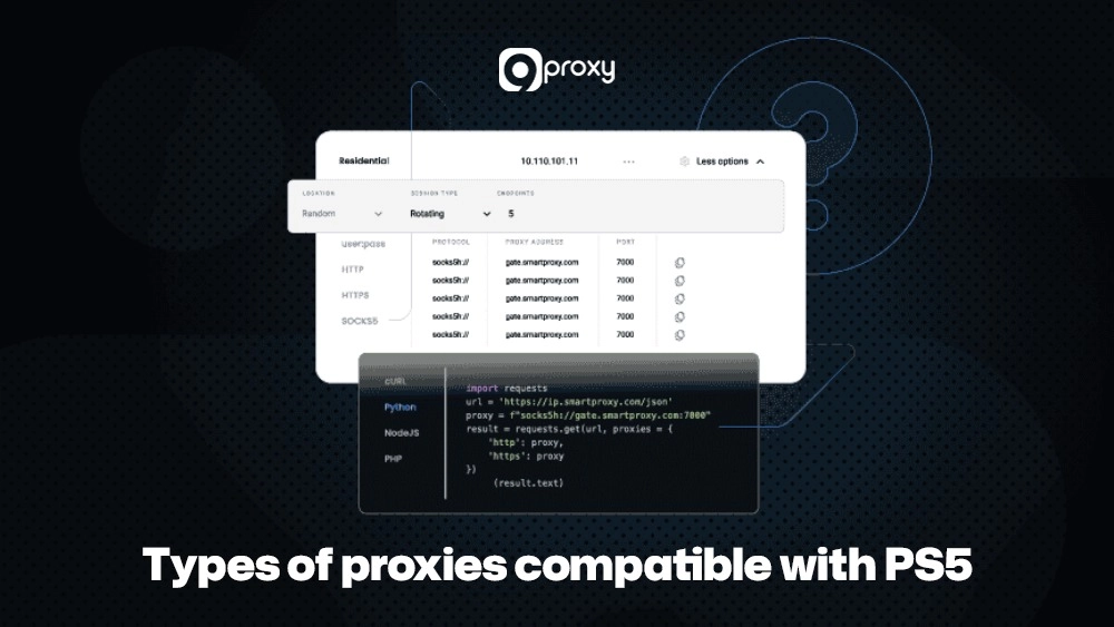 Types of proxies compatible with PS5