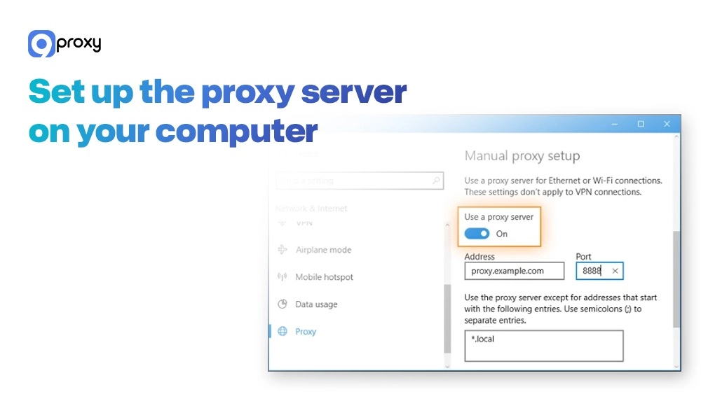 Set up the proxy server on your computer