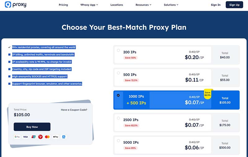 Vì sao bạn nên chọn Proxy Ẩn danh của 9Proxy?