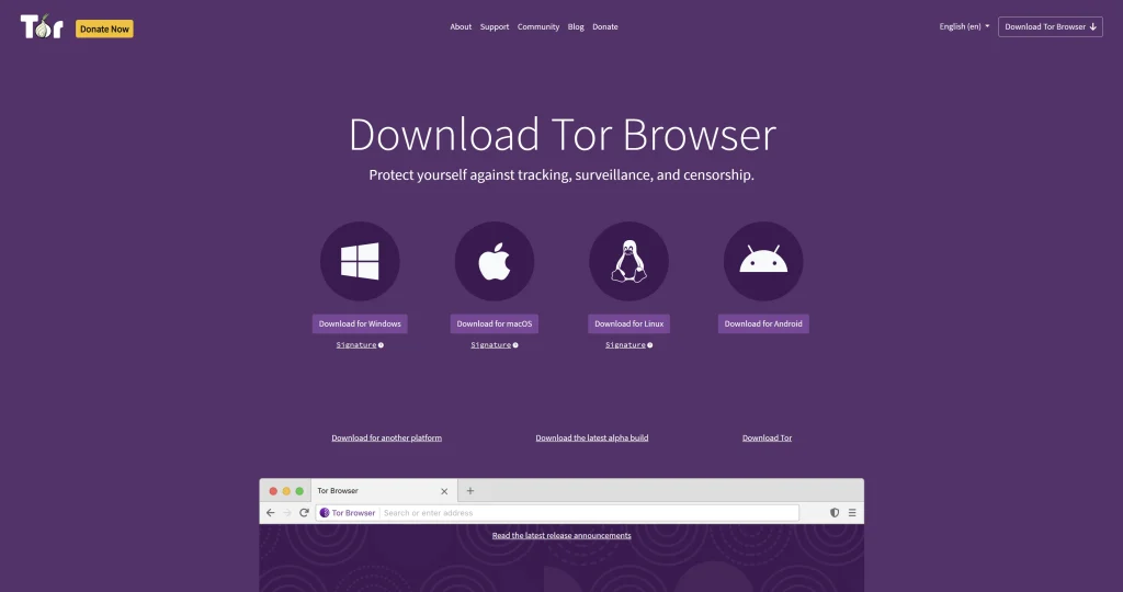 The Tor Browser for extreme privacy and censorship evasion