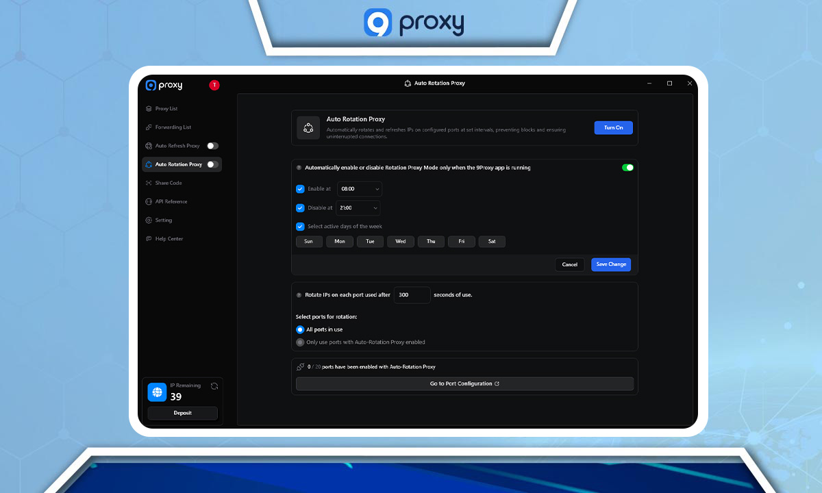 Tự động xoay vòng nâng cao