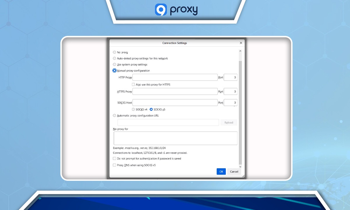 Setup froxy for Mozilla Firefox