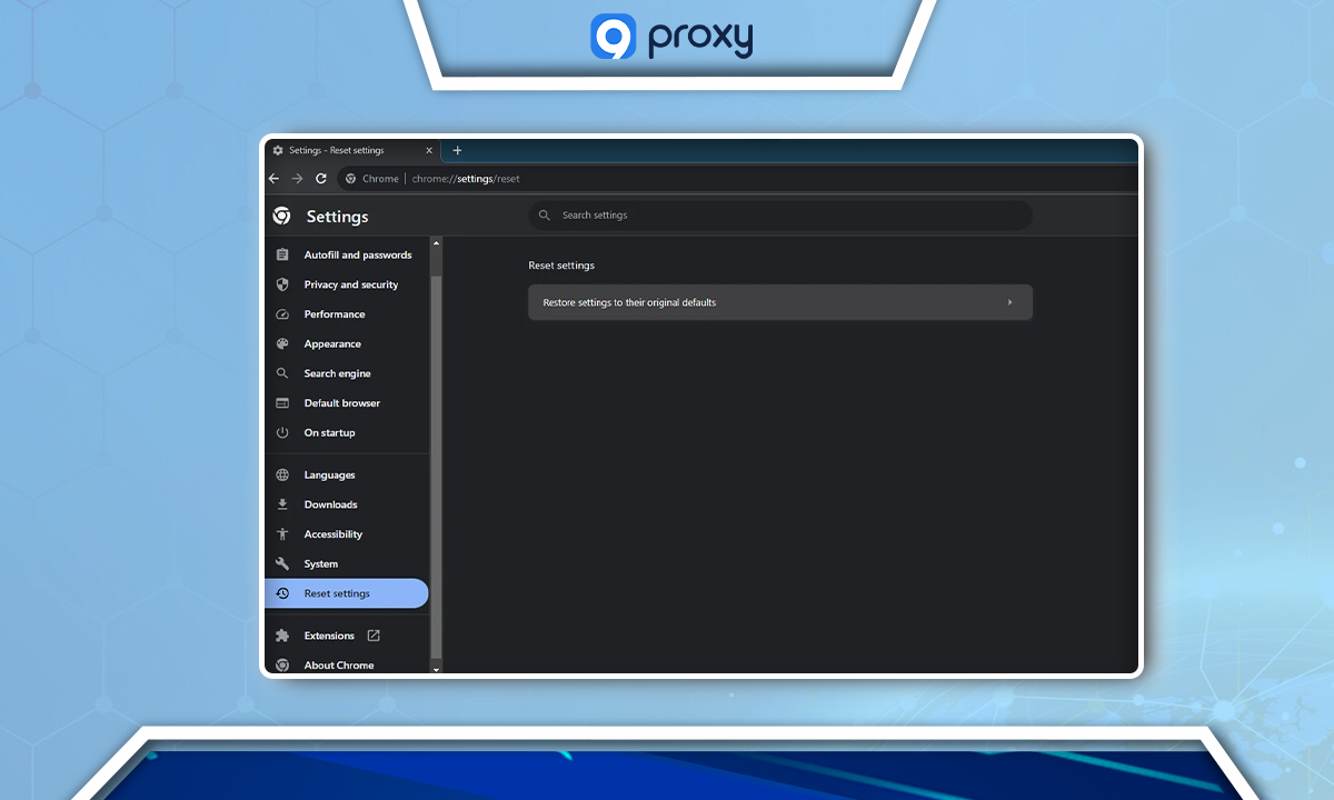 Select Reset settings