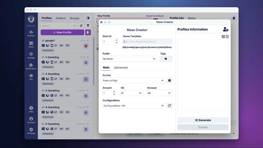 Profile Generation on a Large Scale
