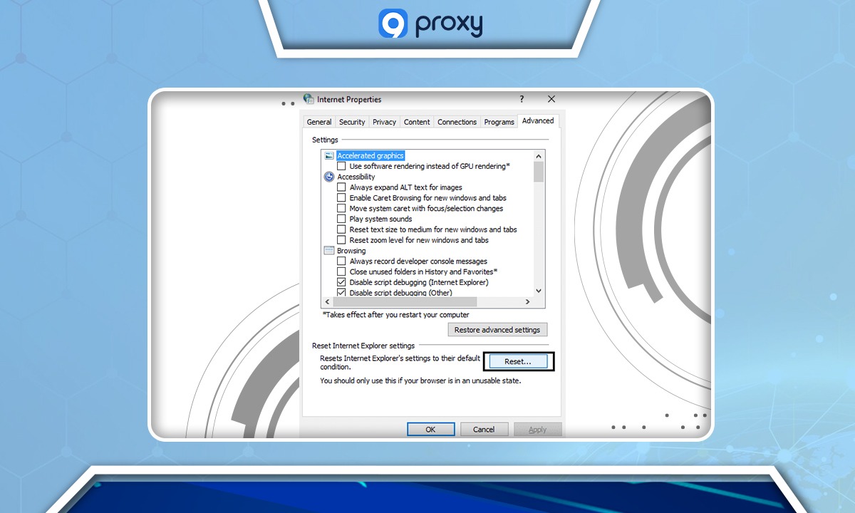 恢复 Internet Explorer 默认配置