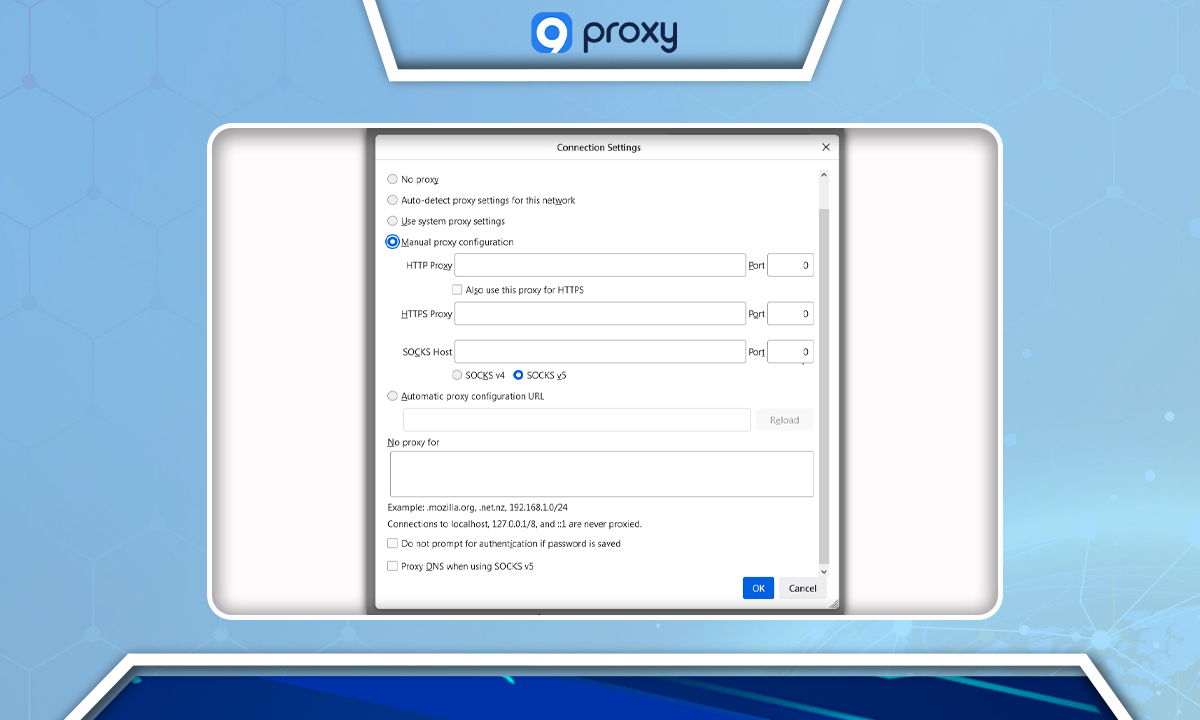 Setup froxy for Mozilla Firefox