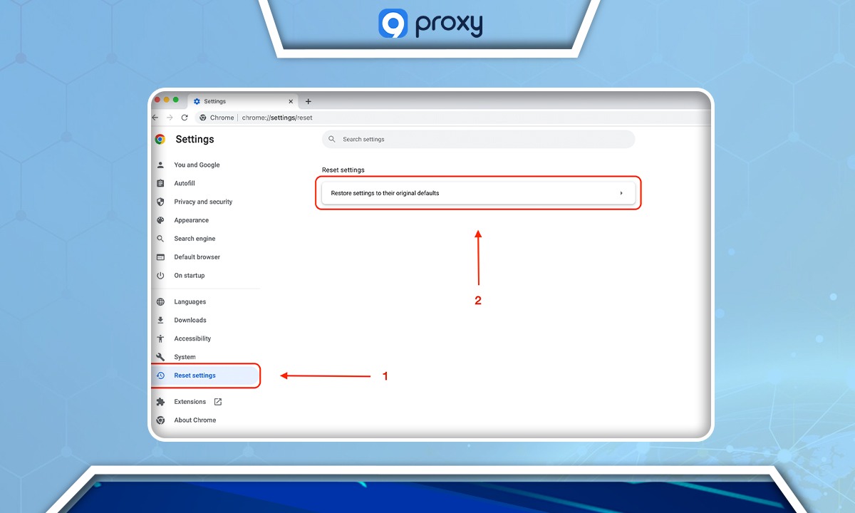 Resetting Google Chrome